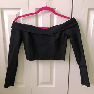 Black Cropped Long Sleeve Top